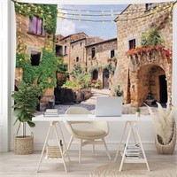 (New) Italy Tapestry Street Corner of Hill Town