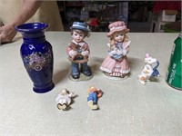 5 Ceramic Figurines & Vase