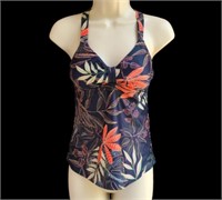 (Size: L - Dark blue) floral Tankini Swimwear top