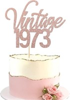 6 PCS Vintage 1973 Cake Topper Glitter Happy 50 -