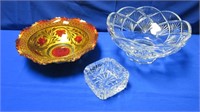 Crystal Bowl, Ashtray & Colourful Glass Bowl