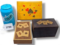 Vintage Playing Card Holder Wood Box Lot B
