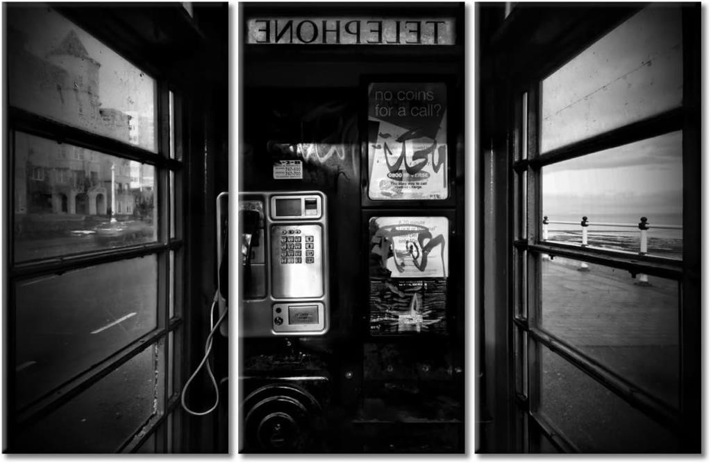 3 Piece Old Phone Booth Pictures 60x40 Inch