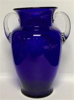 1930s Louie Glass Co. Cobalt Blue Handled Vase