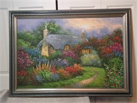 Large Signed Hand Painted Cottage in Beautiful