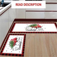 Kitchen Rugs Set 15.7x23.6in  15.7x47.2in  Red