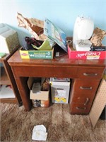 SEWING TABLE, BROTHERS SEWING MACHINE, BOOKS