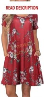 FZ Women's T Shirt Dress  Floral Wine Red medium