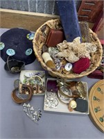 ASSORTED JEWELRY, PINS, KIDS WALLET