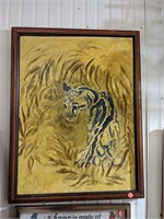 Framed VTG Leopard Painting on Canvas 20 x 26