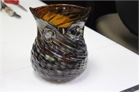 An Art Glass Owl Pitcher