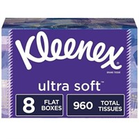 Kleenex Ultra Soft Tissues, 8 Flat Boxes of 120
