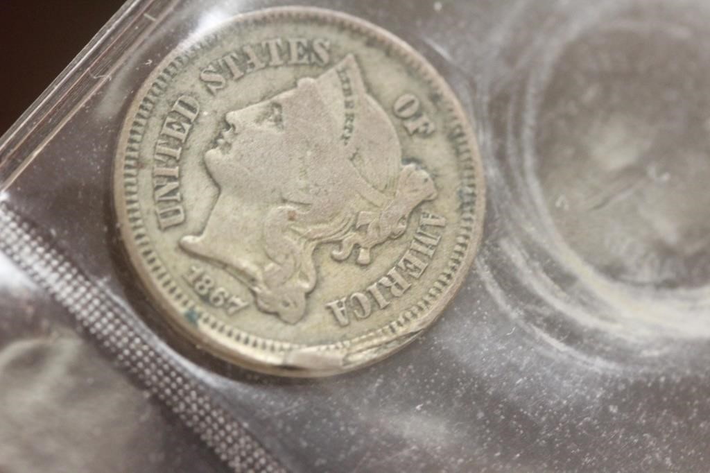 1867 Mint Error Three Cent Nickel