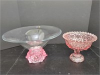 LE Smith Pedestal Bowl & Bohemia Glass Bowl
