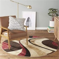 Tribeca Modern Area Rug Brown/Red 7'10" Round