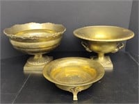 Vintage Brass Pedestal Bowls