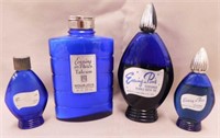 4 Bourjois Evening In Paris cobalt glass bottles