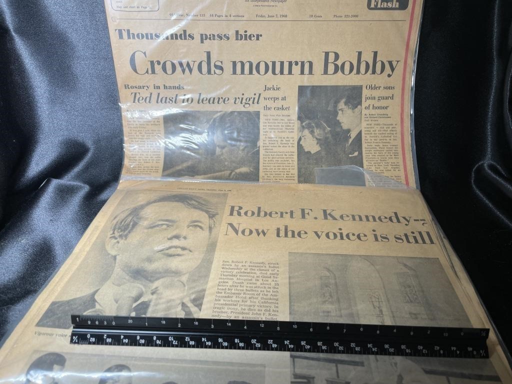 Original Newspaper "Crowds mourn Bobby"