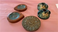 Roseville Lily Candle Holders #1162, Pottery Ship