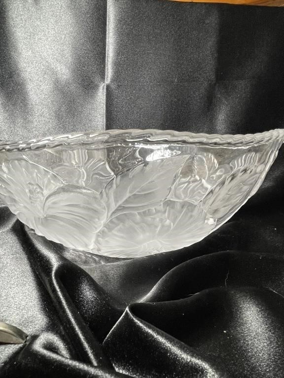 1940s Frosted Oblong Glass Serving Bowl