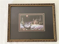 Framed Pretty Winter Church Print Vintage Frame