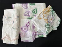Vintage Embroidered Linens 2 Tablecloths Dresser