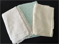 3 Pretty Damask Tablecloths Mint Green Cream &