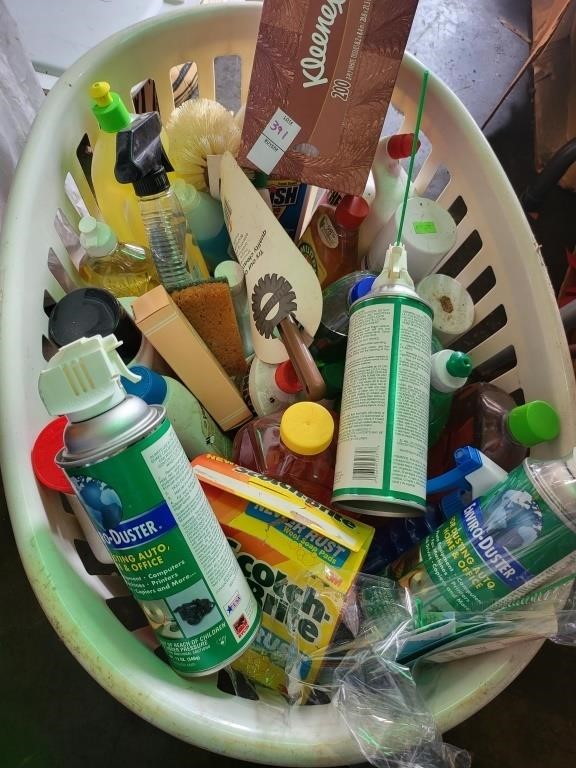 Basket lot of Cleaning supplies
