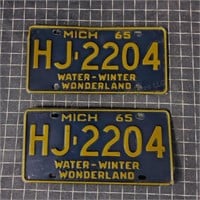 Michigan License plates 1965