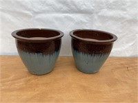 (2) Glazed Pottery Planters