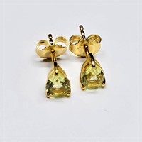 Gold plated Sil Green Amethyst(1.8ct) Earrings