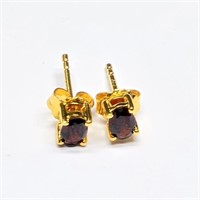 Gold plated Sil Garnet(0.9ct) Earrings