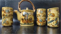 Vintage Japanese Pottery Teapot & Matching Cups