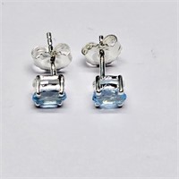 Silver Blue Topaz(0.9ct) Earrings
