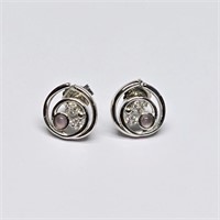 Silver Rose Quartz Cz(0.2ct) Earrings