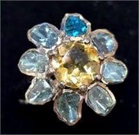 $800 Silver Antique Custom Design Falt Diamond In
