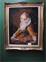 NEEDLE POINT VICTORIAN LADY  35"X29" VERY CLEAN