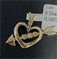 $450 10K  Diamond (0.03ct) 1G Pendant