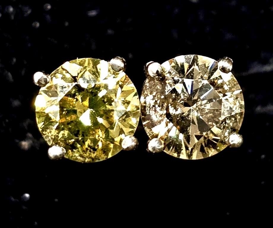 $4500 14K  Natural Diamond I1-2, Champagne Earring