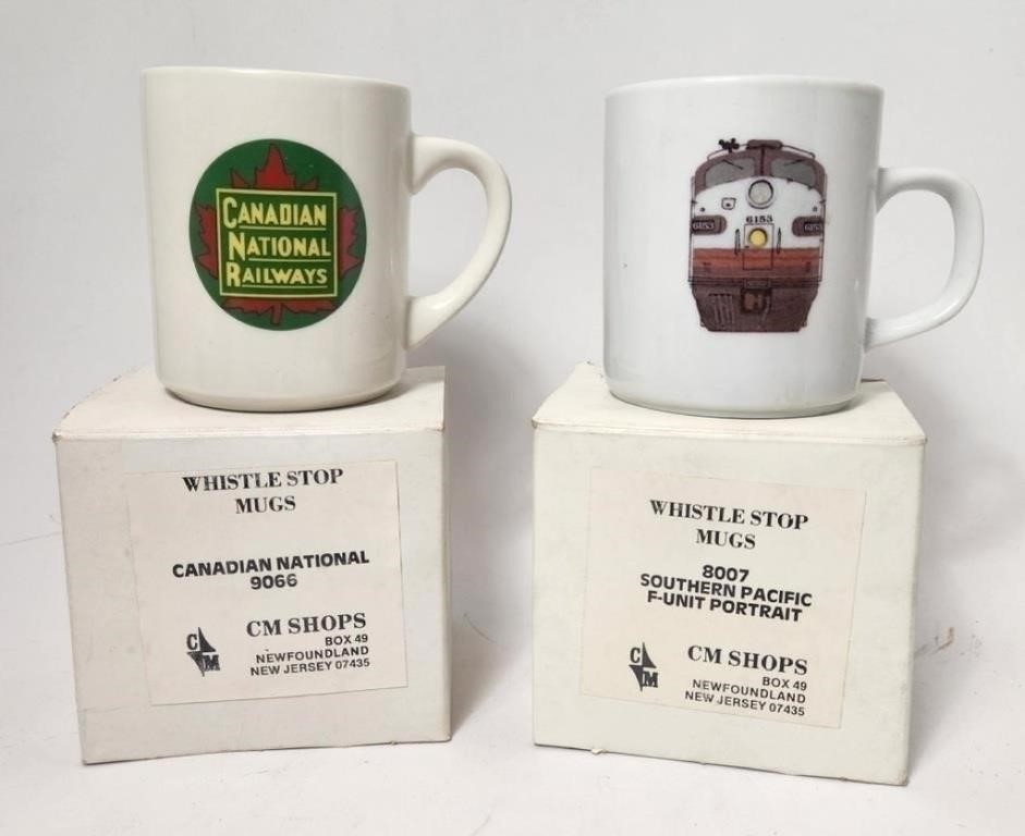 Whistlestop Railroad Coffee Mugs (2x) - New