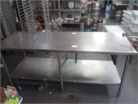 7' X 30" ALL S/S WORK TABLE W/ CAN OPENER