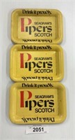 3 Seagram pipers scotch trays