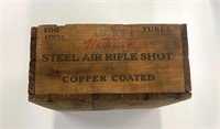 Antique Westerns steel air rifle shot wood crate