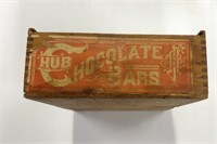 Antique Chocolate hub bars, wood box