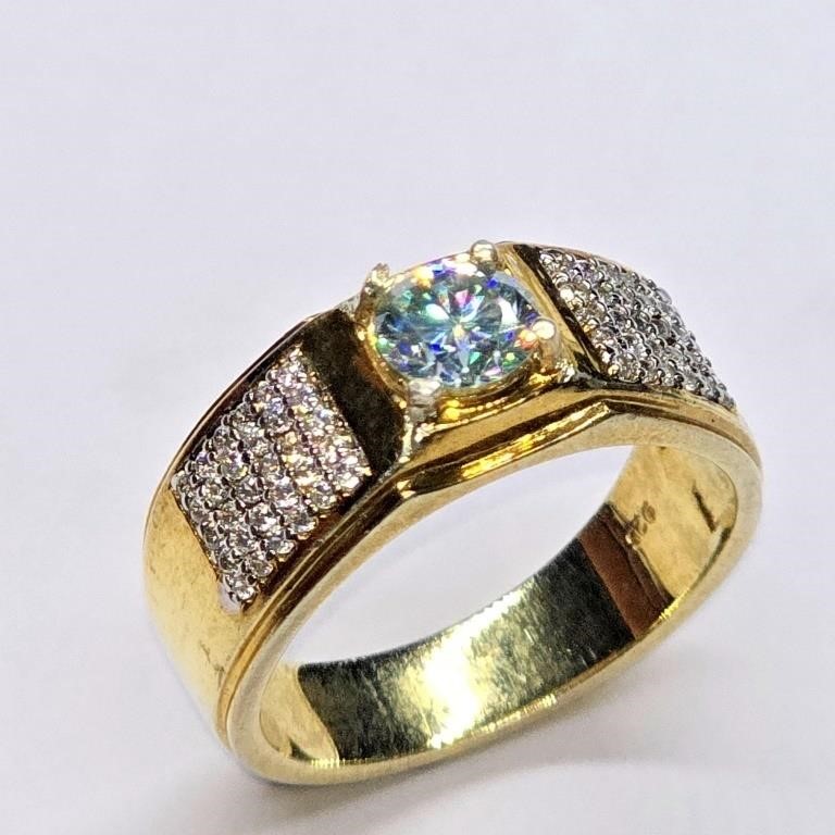 Gold plated Sil Moissanite(0.9ct) Ring