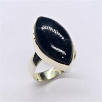 Silver Bl;Ack Onyx(12.6ct) Ring