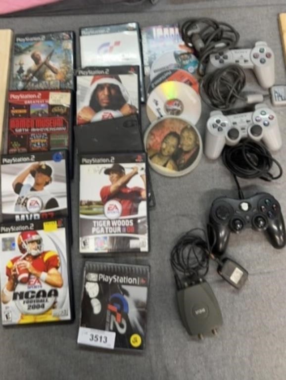 PlayStation 2 games and controllers