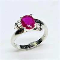 Silver Ruby Cz(1.9ct) Ring