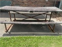 Metal frame picnic bench