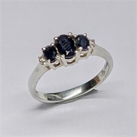 Silver Blue Sapphire(0.9ct) Ring
